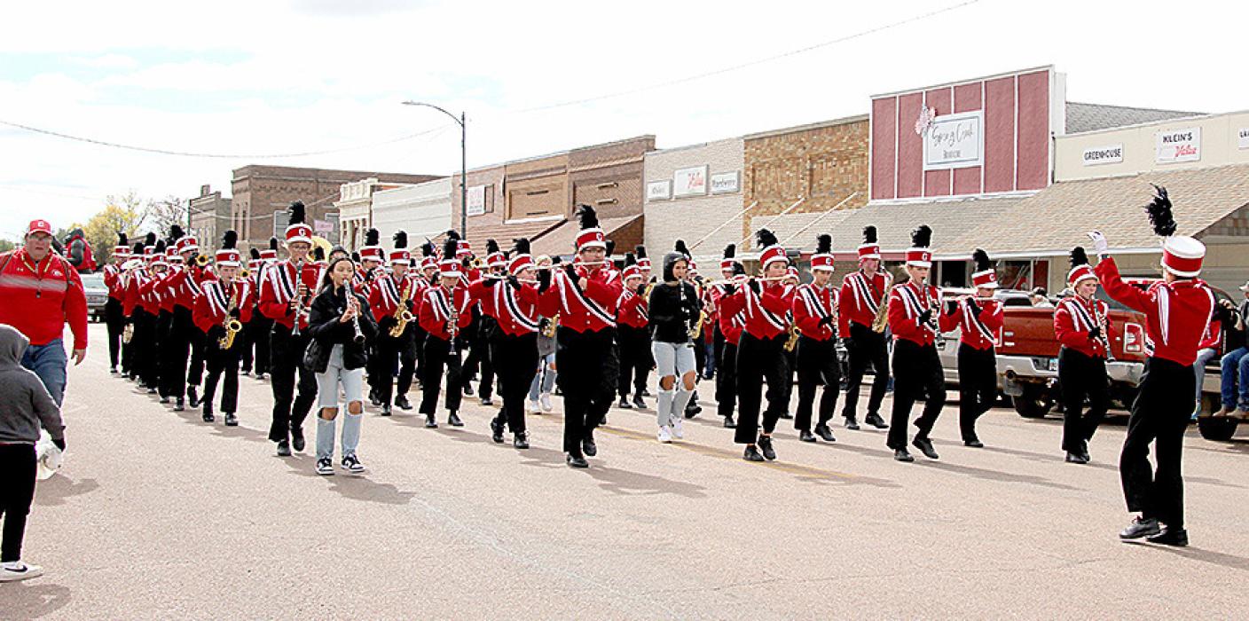 Gregory High School marching band performed during the parade and also at half-time of the Gorillas vs. Cougars football game on Friday.