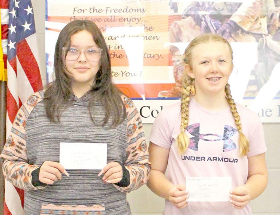 Winners in Class III are Nicole Eagle Star (l) - 2nd and Gracelynn Lanz (r) - 1st. Not pictured: Brady Parkis - 3rd.