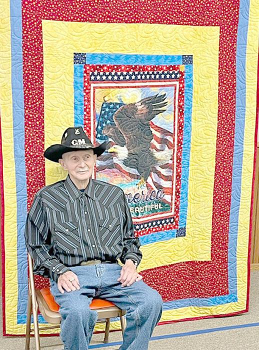 Guy Marts is shown here with his Quilt of Valor, which was awarded to him on Sunday, March 31. Marts served in the United States Army between February 1955 and February 1957. (Submitted photo)