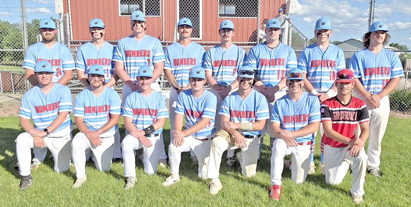 The 2026 Burke Bombers are, back row, l to r: Coach Blake Hoffman, Beau Keith, Hunter Van Niewenhuyse, Riggin Temple, Blake boes, JJ Farner, Kade Braun, and Rhoss Oliver; front row, l to r: Coy Determan, Brogan Glover, Ben Witt, Jad Leber, Aaron Sundquist, Gannon Thomas, and William Hemming. Not pictured: Christian Schweigert and Sawyer Tietgen.