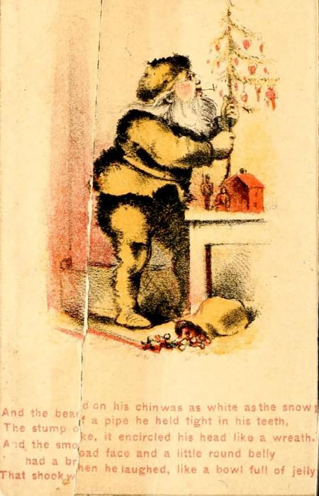 An illustration of St. Nicholas from 1864 draws inspiration from Clement Moore’s poem.