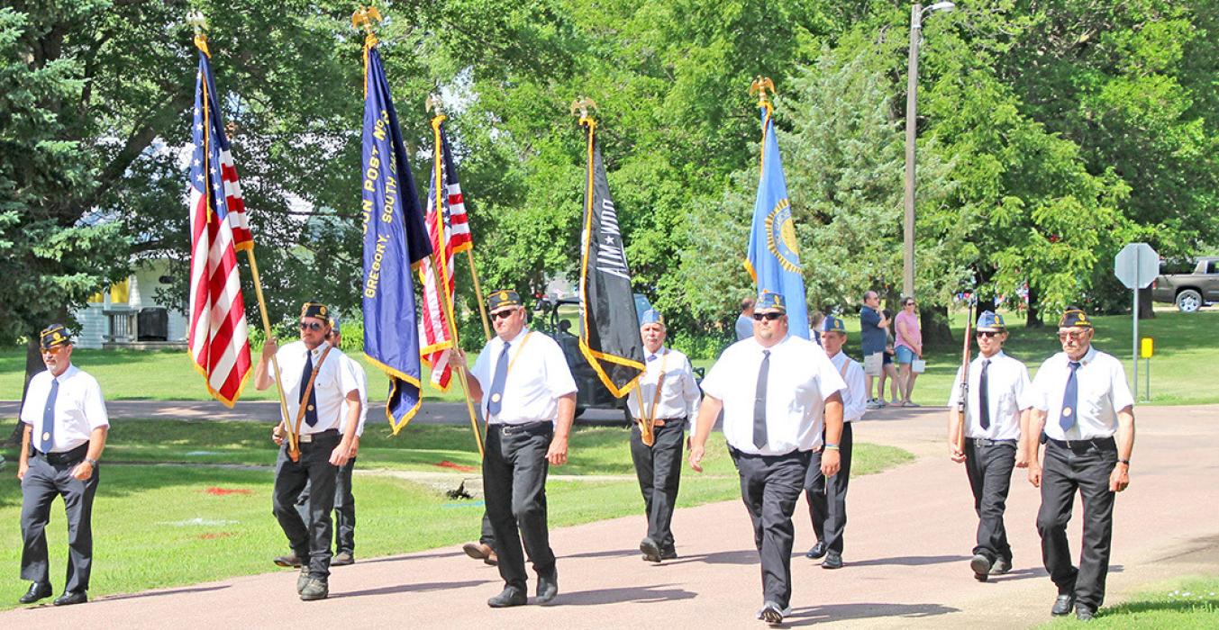 Gregory American Legion Hutchison Post #6 color guard led the parade.