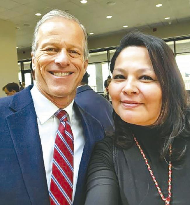 Councilwoman White Pipe was able to get a rare smile out of South Dakota Senator John Thune at the National American Indian Veterans Charter Signing Ceremony in Washington, DC.