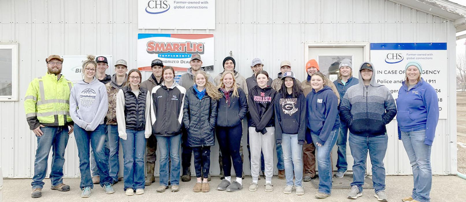 Gregory County FFA members spent an evening with the local CHS branch to learn more about the business and career opportunities there. (Submitted photo)