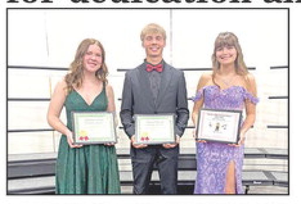 Choir awards were presented at the Gregory High School formal spring concert last week. Dani Timanus and Lincoln Juracek received the National Choral Award, and Piper Bartlett was the recipient of the Vocal Director’s Award.