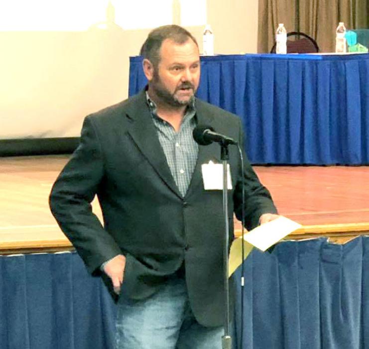 Brett Kenzy testifying at the Joint meeting of FDA and USDA on cell culture technology to develop products derived from livestock and poultry. (Photo taken from Facebook)
