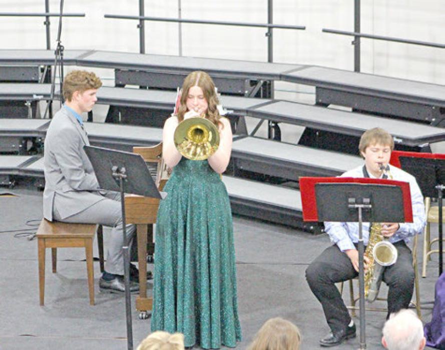 Danielle Timanus had a French horn solo in “On a Hill Far Away.”