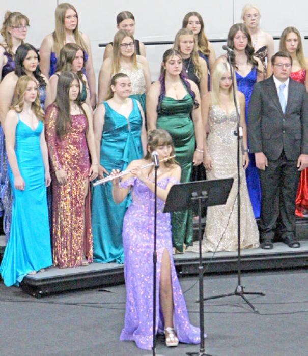 Piper Bartlett accompanied the choir on flute in “Decision.”