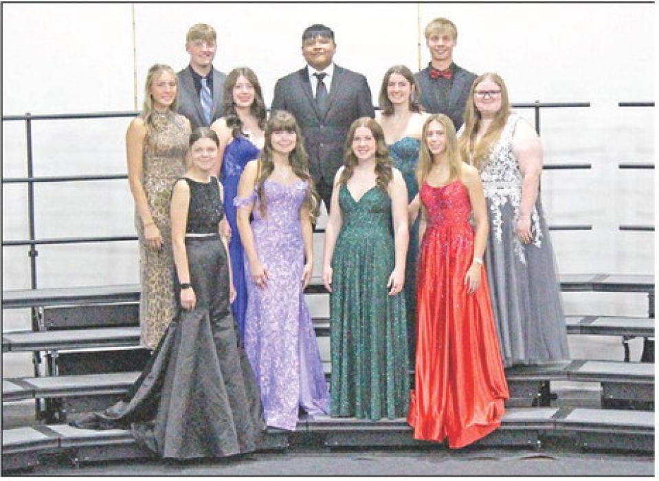 Senior choir members are back row: Bo Brozik, Jabin Talsma, and Lincoln Juracek; middle row: Asia VanDerWerff, Ella Sperl, Shyanne Steffen, and Riki Bruns; front row: Hayleigh VanOverschelde, Piper Bartlett, Dani Timanus, and Addy Stukel.
