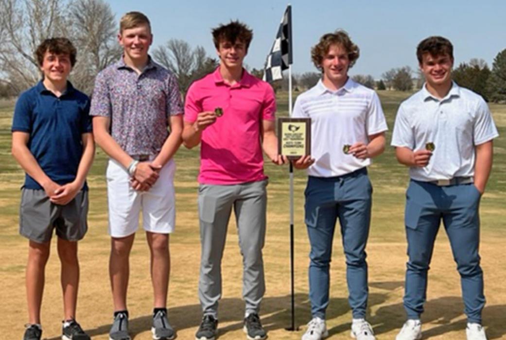 The Gregory Boys Golf Team claimed first place at their home tournament on Friday with three golfers finishing in the top five, including two tied for first. (Photo by Ann Fogel)