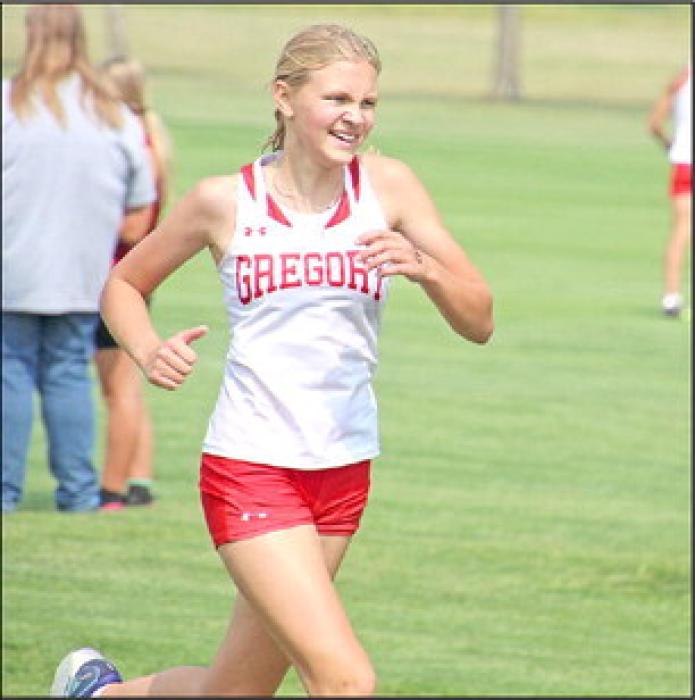 Abigail Engel placed fifth in the varsity girls division, helping the team to a first place.