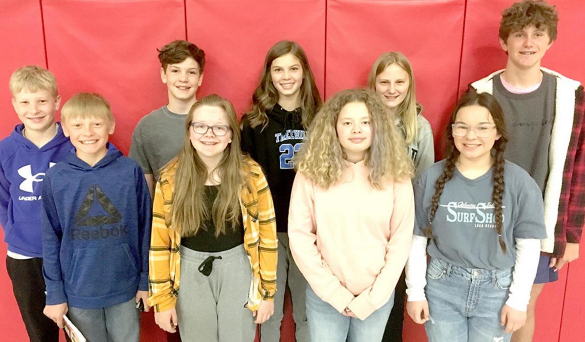 Those receiving Superior I+ at the solo music contest at Winner were back row, l to r: Caleb Sinclair, George Timanus, Dani VanDerWerff, Sadie Carlson and Rane Kenzy. Front row, l to r: Mitch Zimbelman, Madi Graber, Aubree Opp and Marissa Zimmerman.