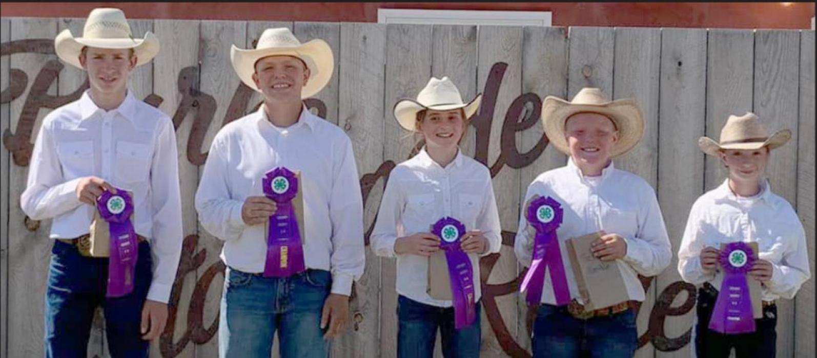 All Around Awards presented, left to right: Hayden Haiar (Sr. Boy), Dale Smikle (Jr. Boy), Emily Diekmann (Jr. Girl), Tucker Smikle (Beg. Boy) and Shyanne Williams (Beg. Girl).