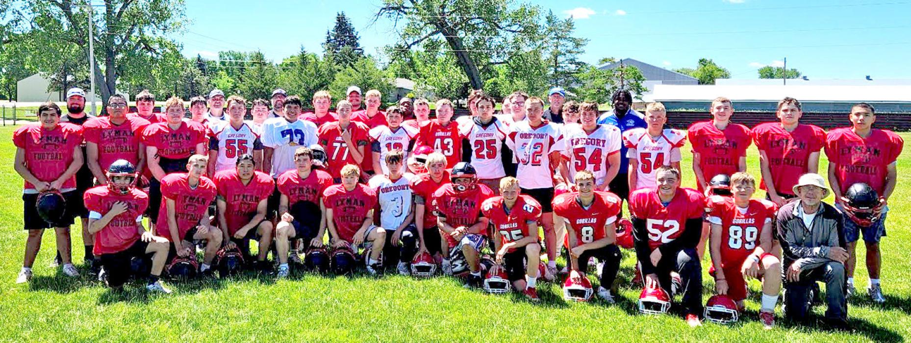 About 35 football players attended the LTI lineman camp, held June 11, 2026, in Gregory. Coach John King brought in two coaches from South Dakota School of Mines and two coaches from Dakota Wesleyan University to run the camp.