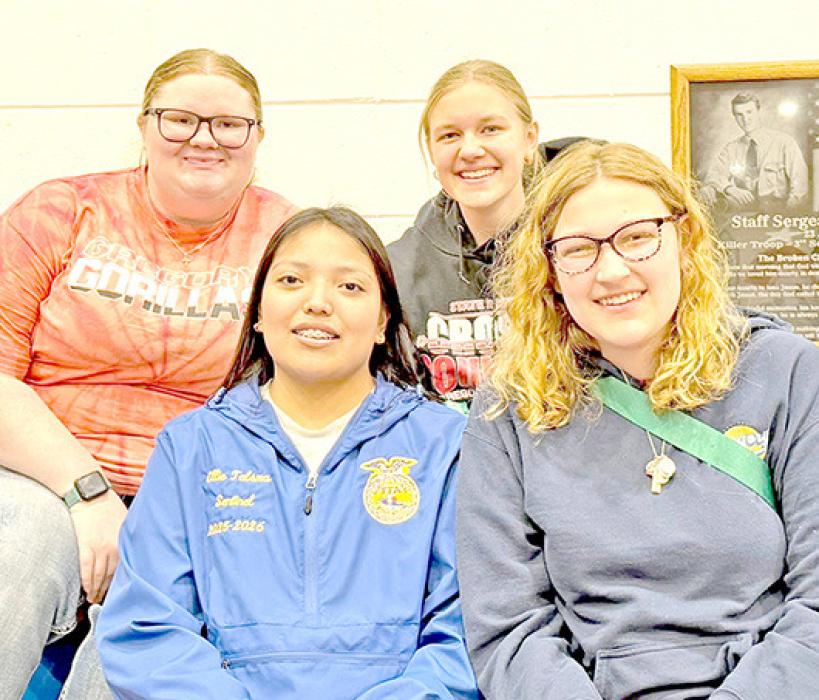 Poultry Team - 6th Place Back row, l to r; Riki Bruns 39th, Abby Engel 12th Front, l to r: Ellie Talsma 41st, *Claire Engel 6th