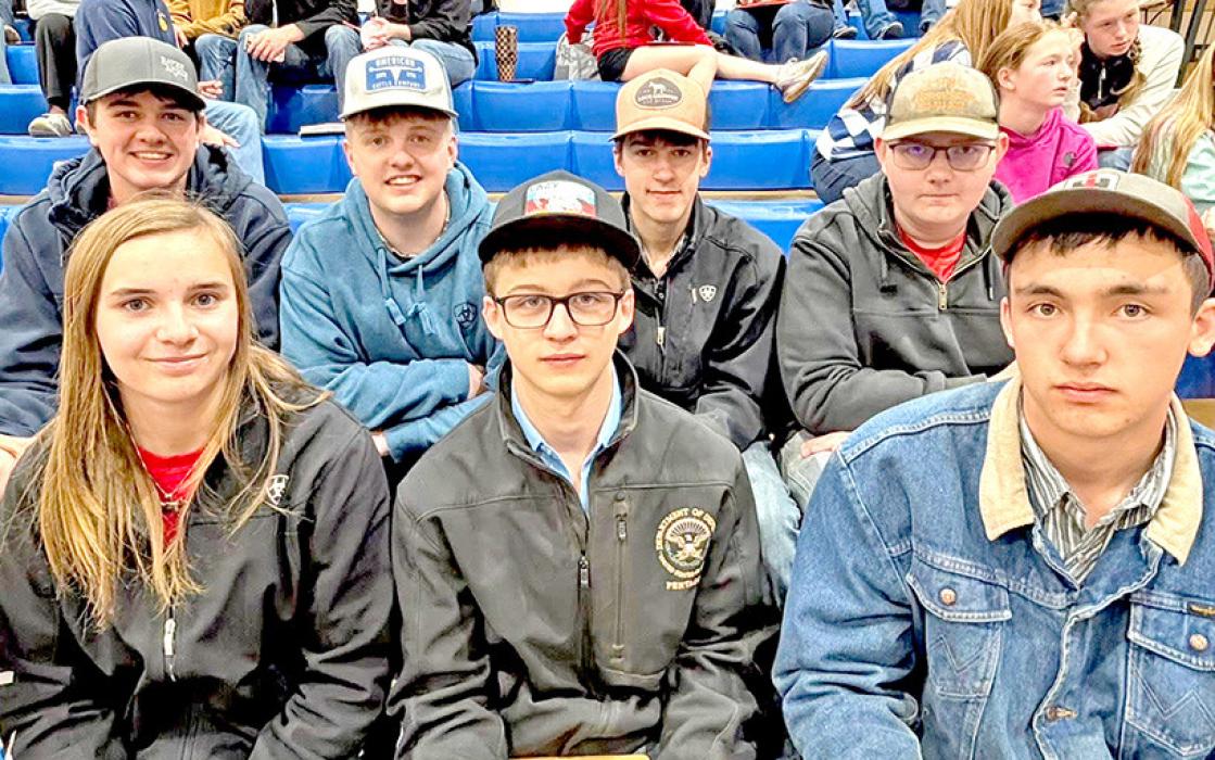 Livestock Judging - 10th Place Back row, l to r; Anton Jensen 51st, Bo Brozik 45th, Max Steffen 47th, Carter Baumgartner 44th Front, l to r: *Taylor Zeisler 15th, Jack Schulte 40th, Jax Duerfeldt 52nd