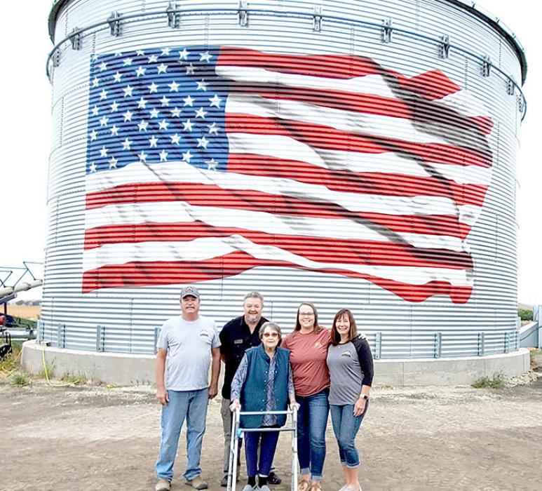 Renowned artist Mickey Harris painted this American flag on a grain bin owned by Dillon and Rachel Springer.