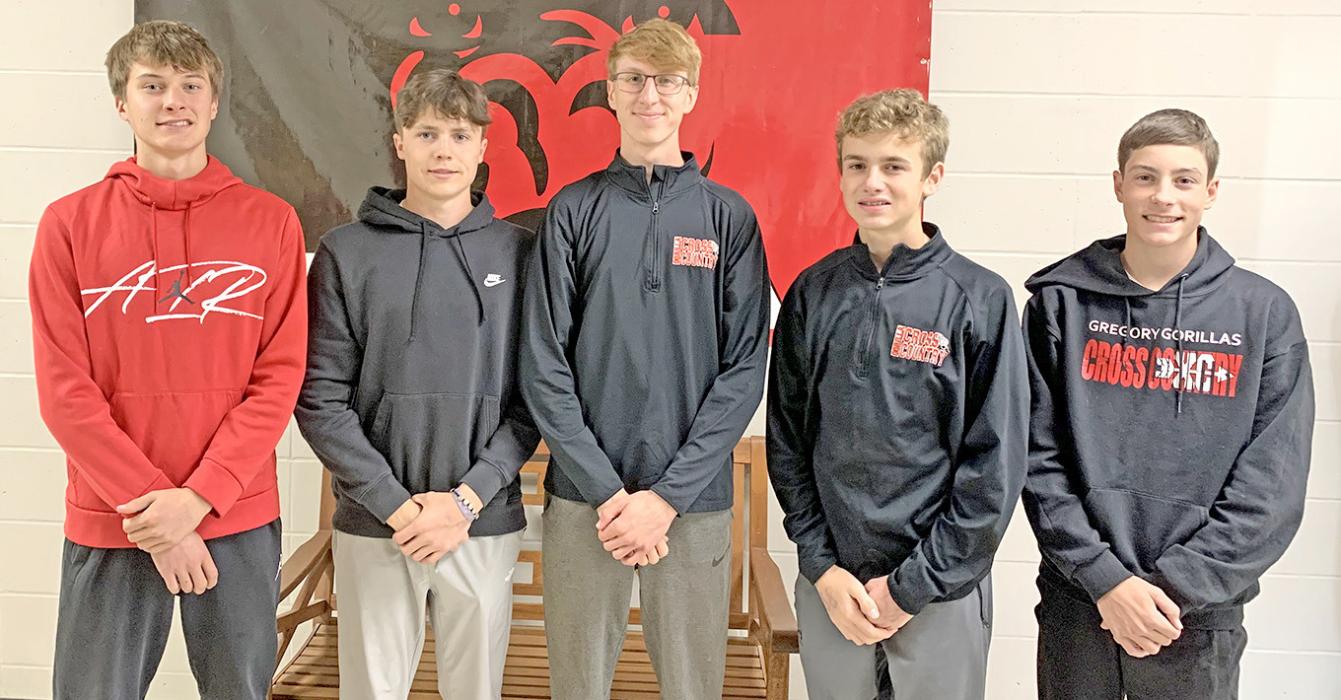 The state qualifiers for the boys team are pictured from l to r: Nick Kenzy, Pierce Stukel, Luke Sinclair, Ryler Stevicks, and Fin Adams.