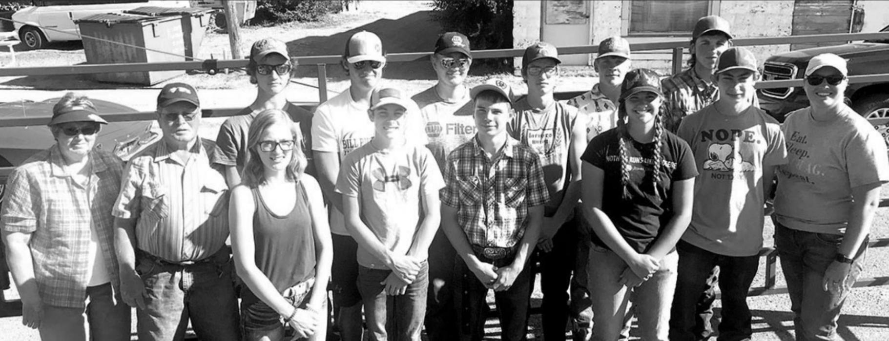 The local FFA Chapter was awarded a grant from the America’s Farmers Grow Communities, and Richard Rubel. Bev and Richard Rubel, back row, left, are pictured with some members of the Gregory County FFA Chapter.