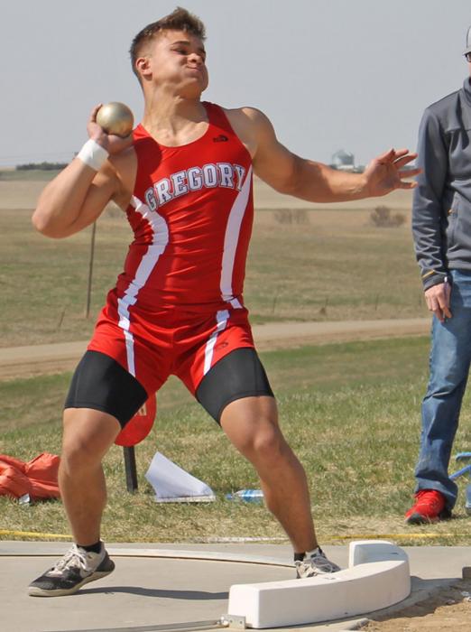 Trey Murray gave it his all as he put the shot 37-09.75 feet at the Lyman track meet.