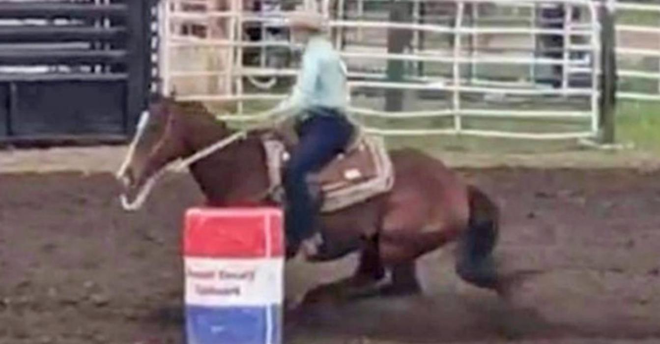Baylie Hoffine of Colome placed 3rd in the 2nd performance of barrel racing at the Martin High School Practice Rodeo.