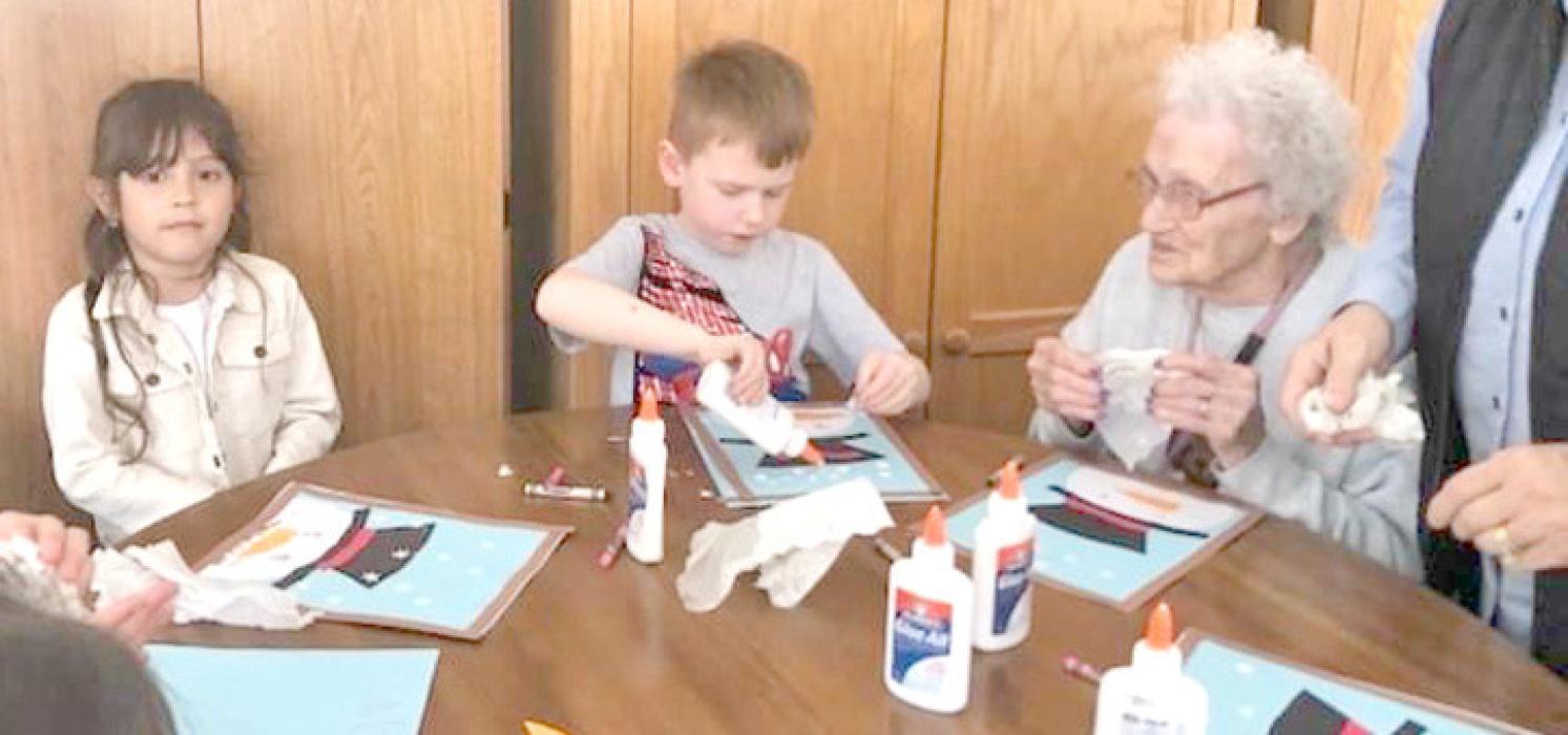 The Gregory begindergarten class went to Silver Threads Assisted Living to make snowmen, and have a paper snowball fight with the residents