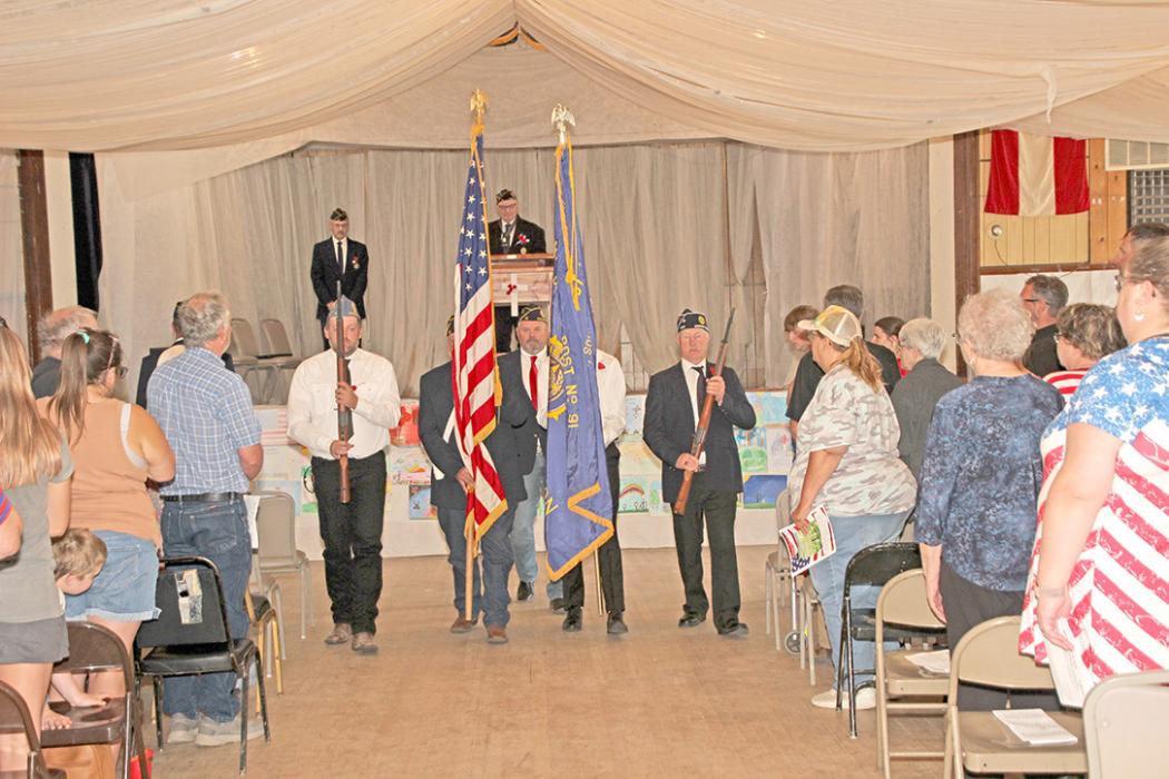 Commander Curtis Kerner (left) was awarded the American Legion’s Grateful Appreciation Medal by Vice Commander Ryan Cook (middle,) and Reverand Gary Jacobsen (right.)