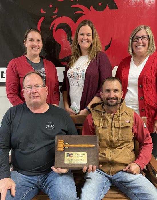 Board members for the Gregory School District are back row, l to r: Karen Timanus, Katie Bolander and Cara Hull, front row, l to r: Todd Schweigert and Jason Frasch.
