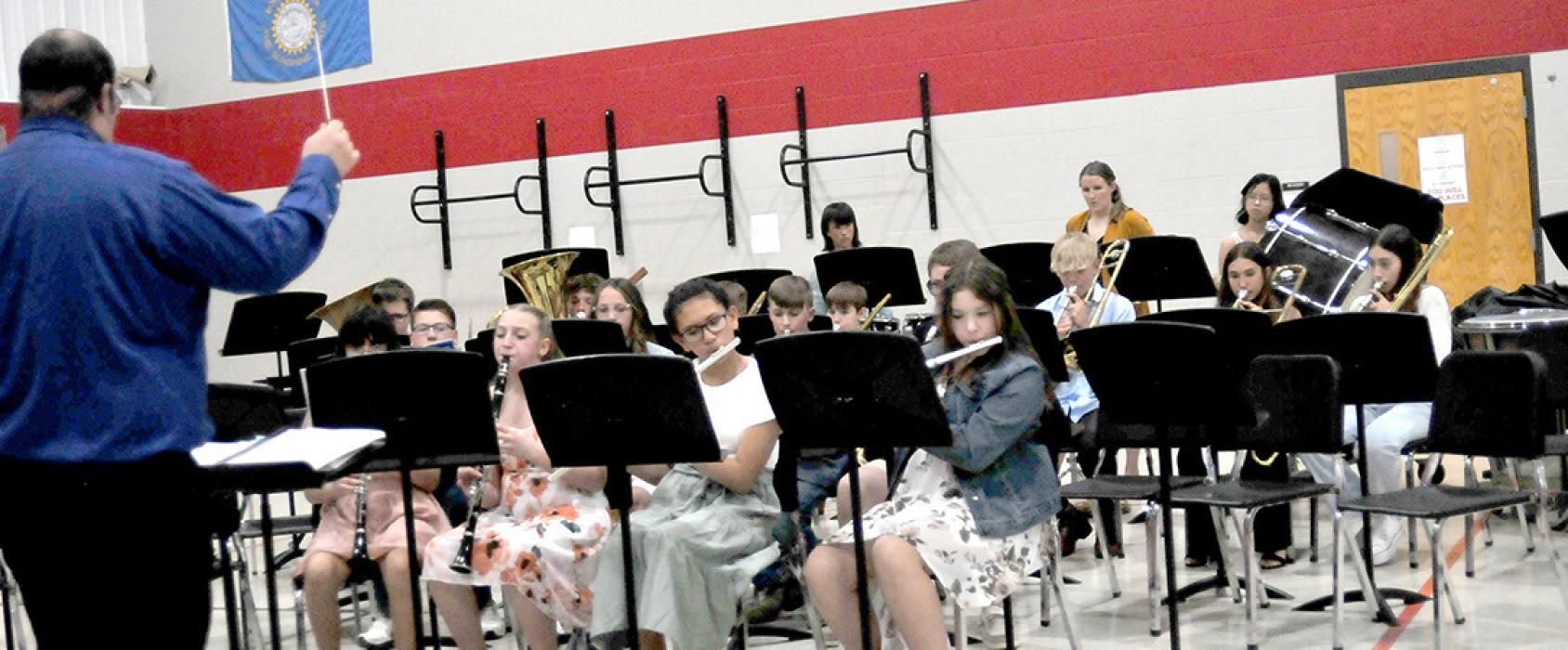 The sixth grade band performed three selections at the MS concert Monday evening.