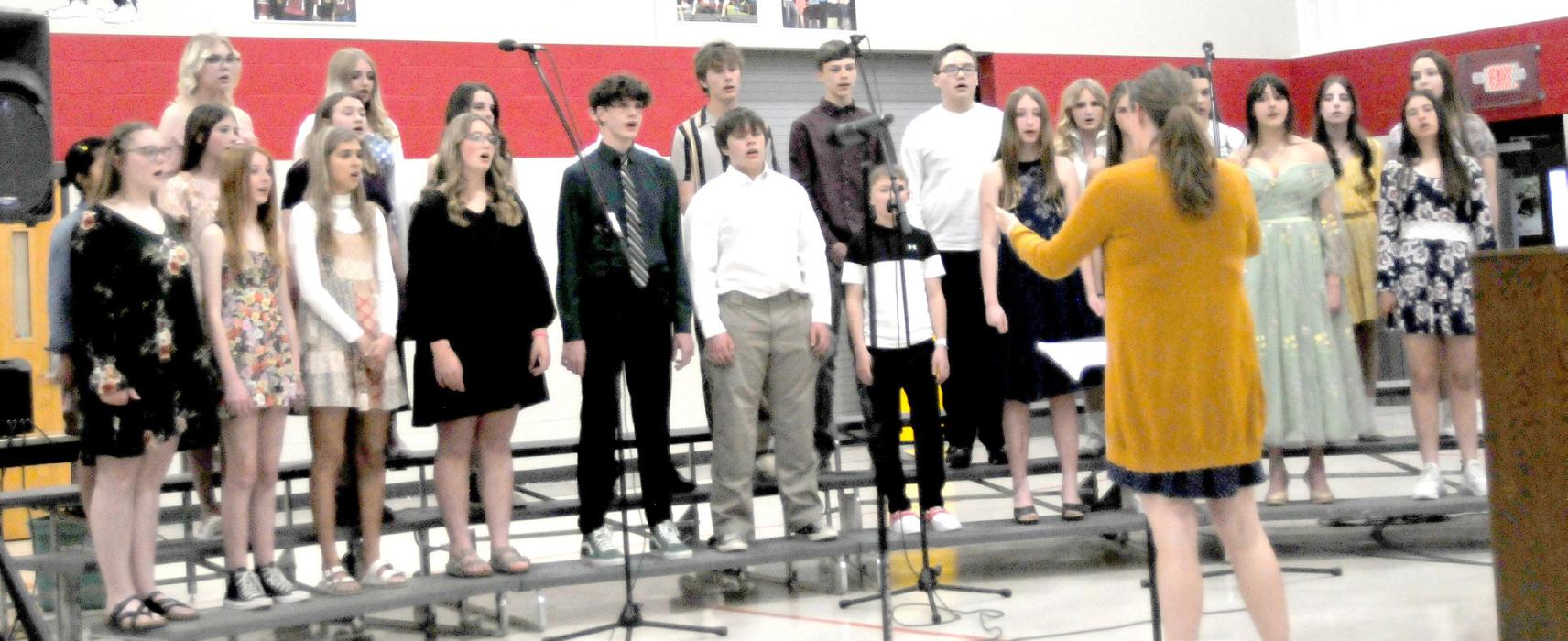 The jr. high choir finished the evening with a variety of musical genres.