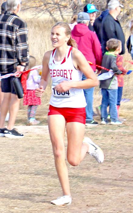 Abigail Engel represented the Gregory girls team well, finishing 30th in a field of 112 runners. (Photo by Jeff Determan)
