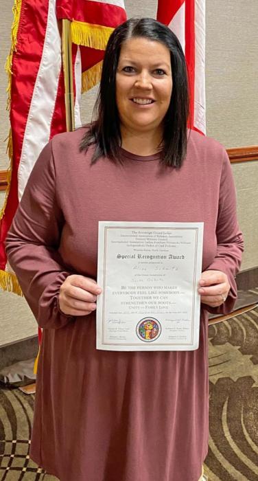 Alisa Schmitz, daughter of Merrill McFayden, was also honored at the IOOF Grand Lodge Session, when she was appointed as State Herald in addition to receiving a Special Recognition Award.