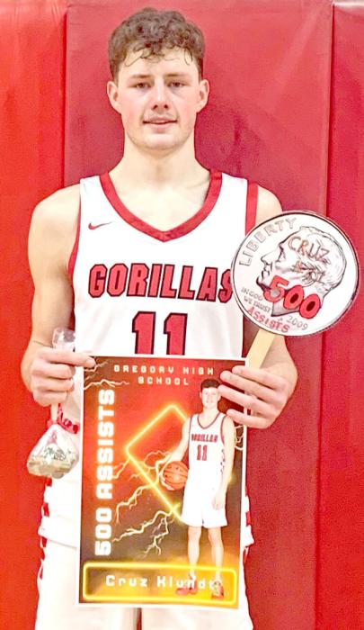 Cruz Klundt earned his 500th career assist in the Gorillas’ win over Mt. Vernon/ Plankinton on the road