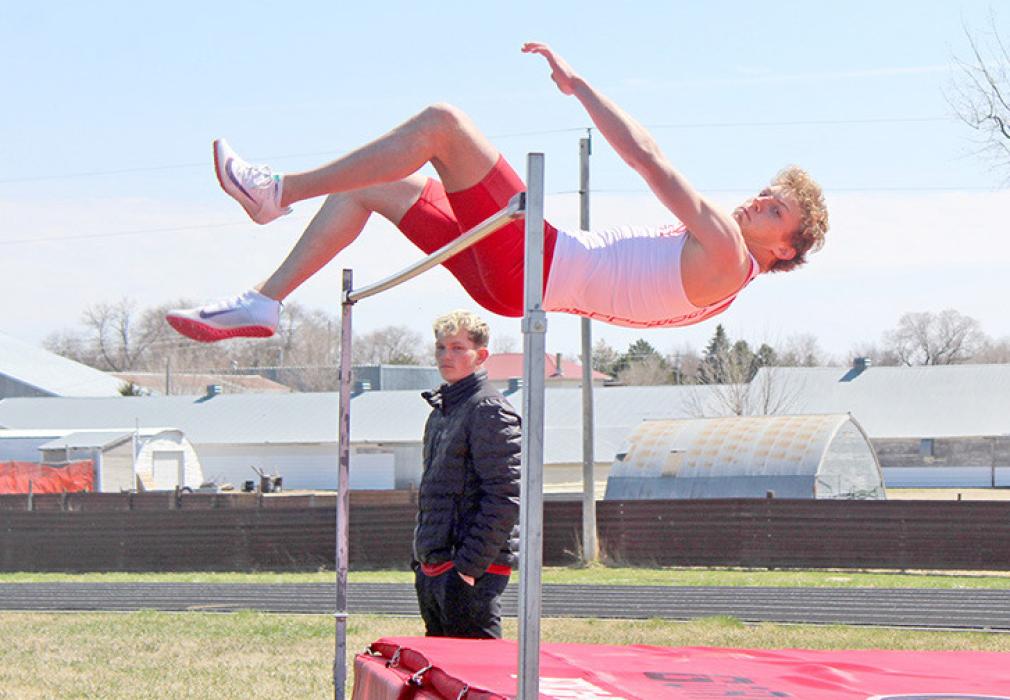 Eli Ekroth clears the bar in the high jump. (Submitted photo)