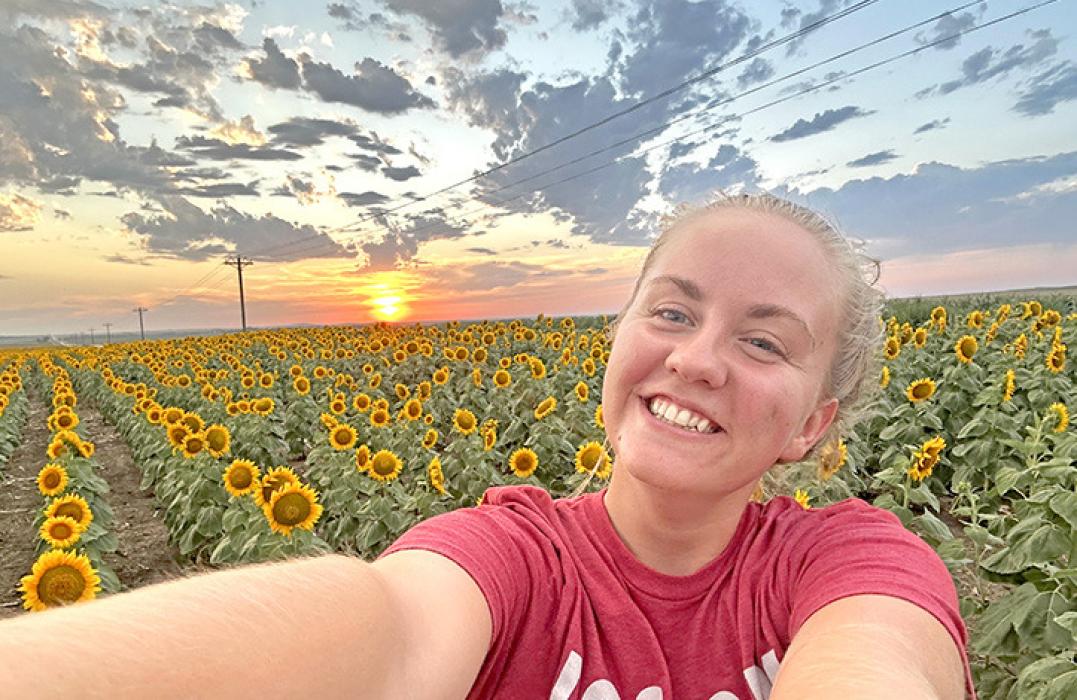 Arta Liepa, from Latvia, loves the sunflower fields that are so prevalent in South Dakota this time of year. (submitted photo)