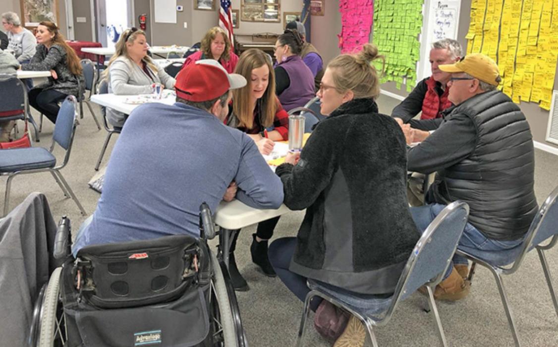 Gregory County residents contribute to the vision of what their community could look like at the Community Gathering in February 2020.